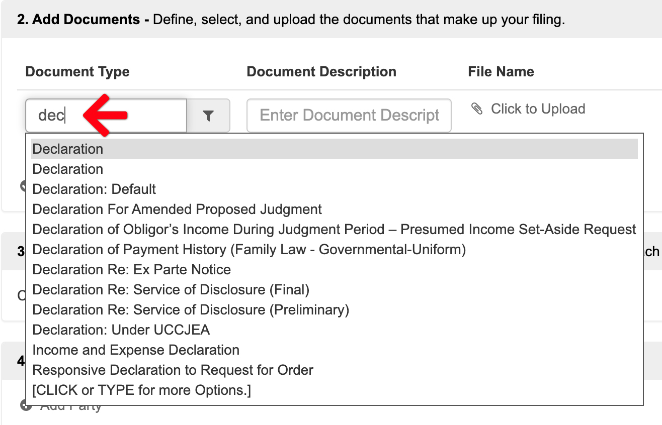 Filter Document Type Choices