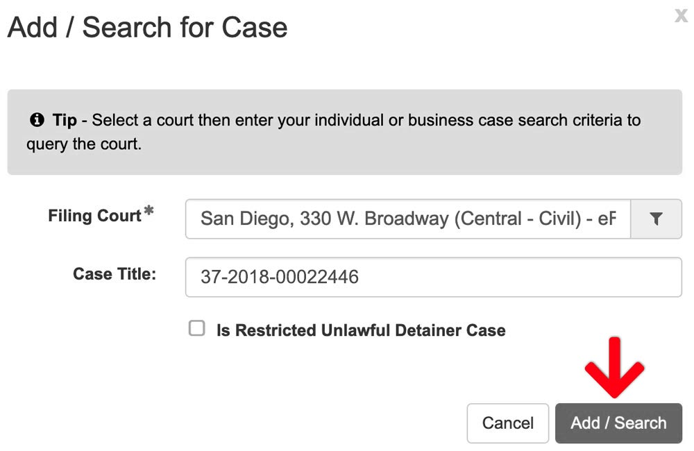 Advanced Search in San Diego Cases