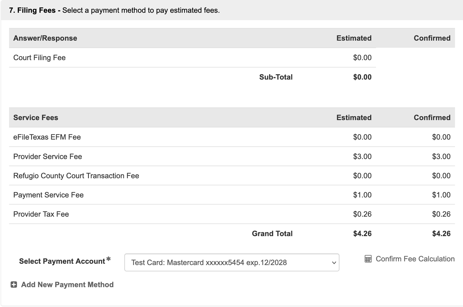 Filing Fees