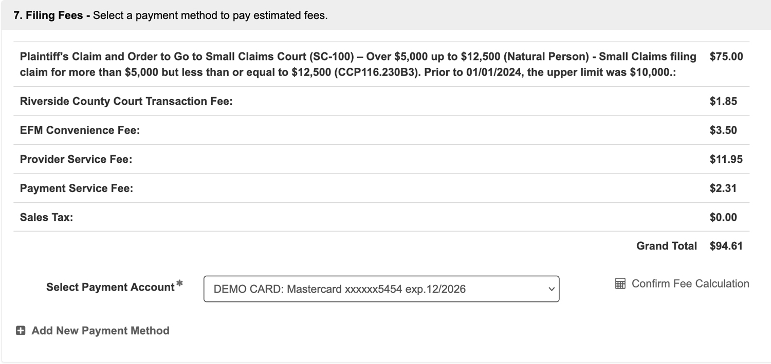 Filing Fees