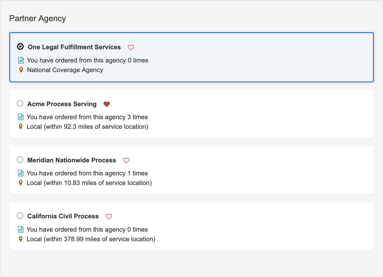 select your service partner agency