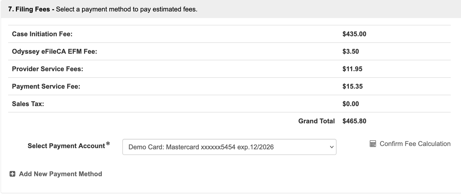 Estimated Filing Fees