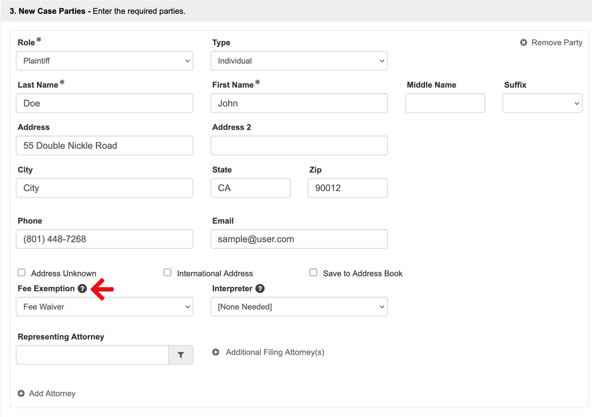 select fee waiver exemption
