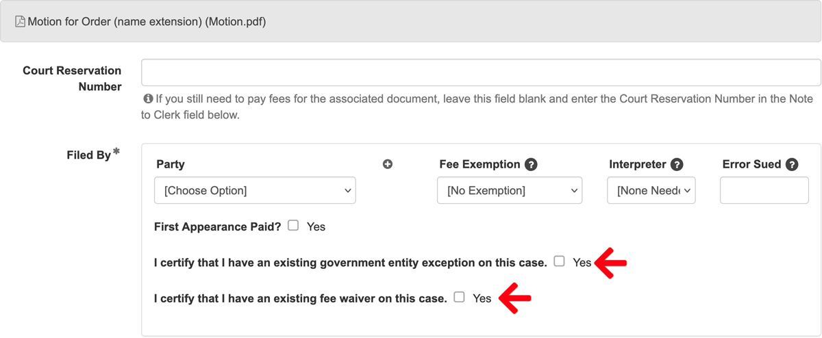 Certification Checkboxes in Subsequent Filings